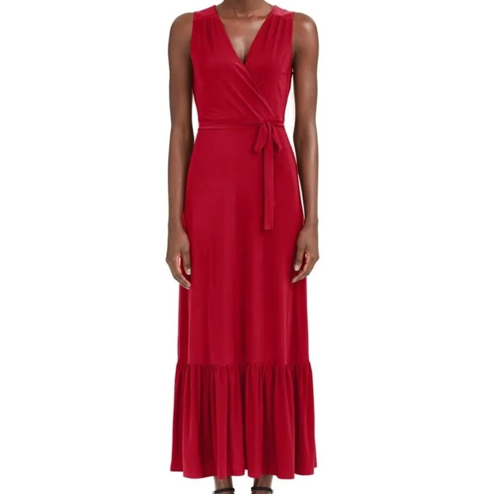 INC International Concepts Red Sleeveless Maxi Dress with Waist Tie